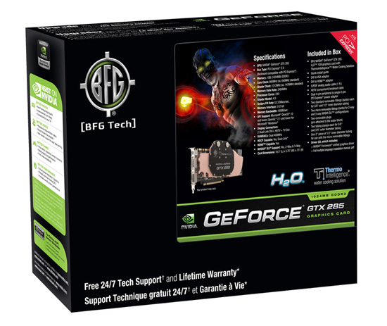 BFG NVIDIA GeForce GTX 285 H2O 1GB box